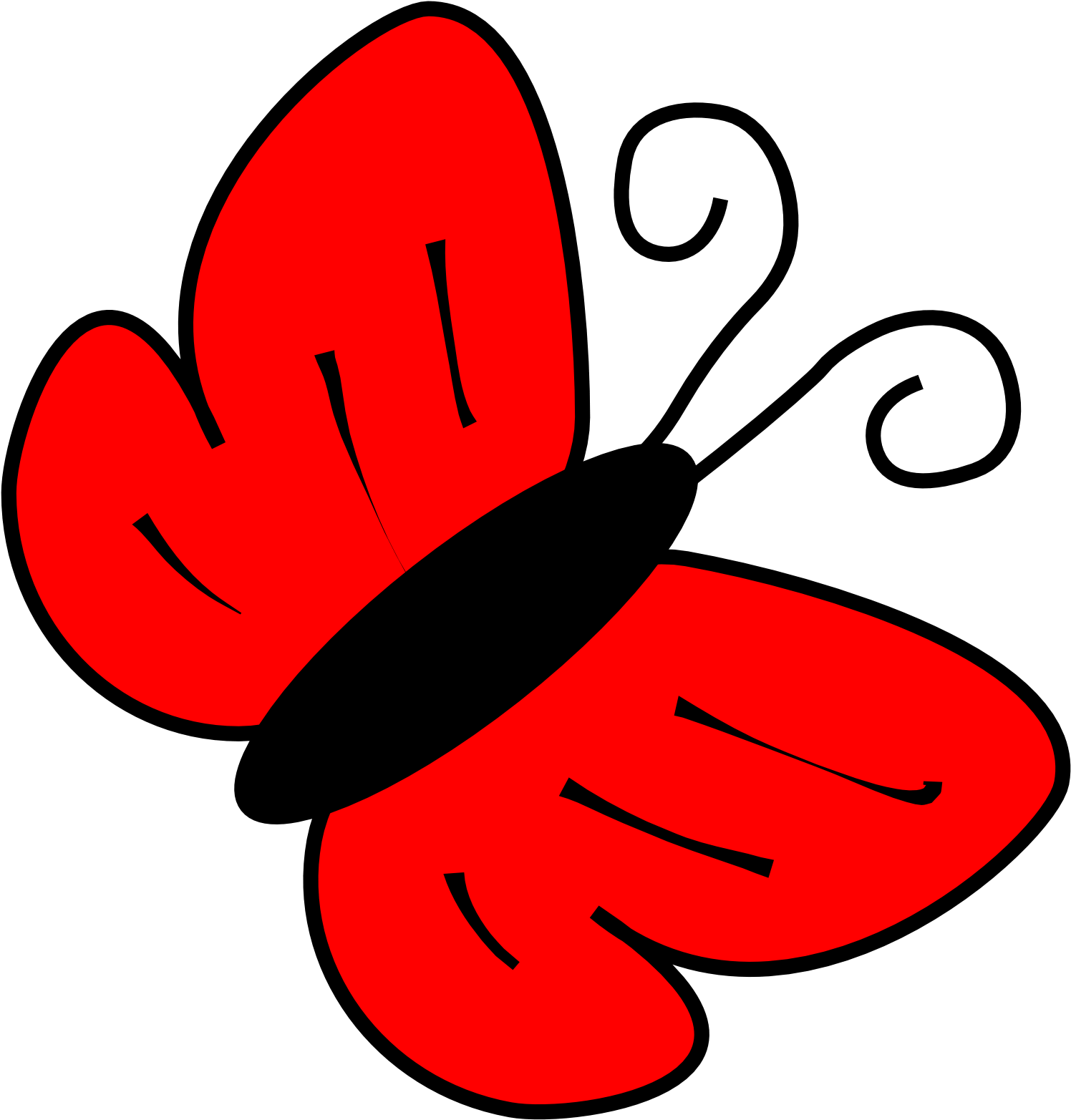 Red Butterfly - Red Color Clip Art (1871x2646), Png Download