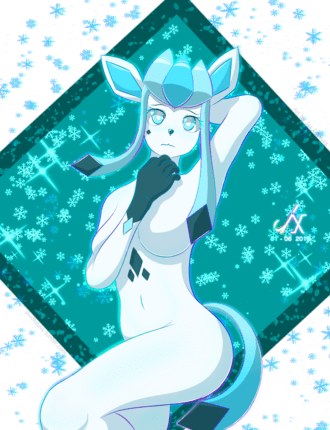 Glaceon ◈ - Cartoon (330x430), Png Download