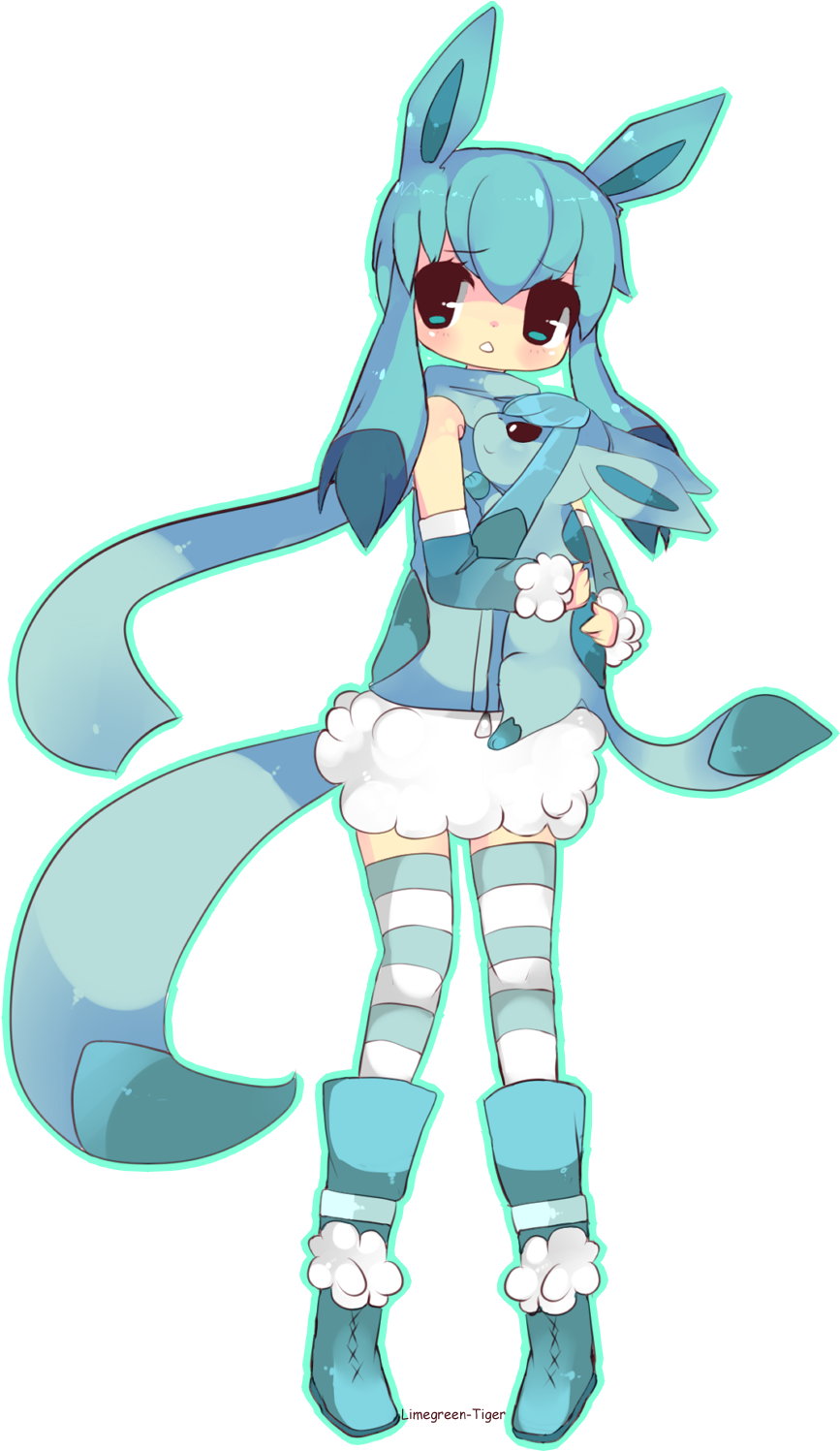 Glaceon Gijinka By *misslimetiger On Deviantart - Pokemon Glaceon Human Fanart (979x1500), Png Download