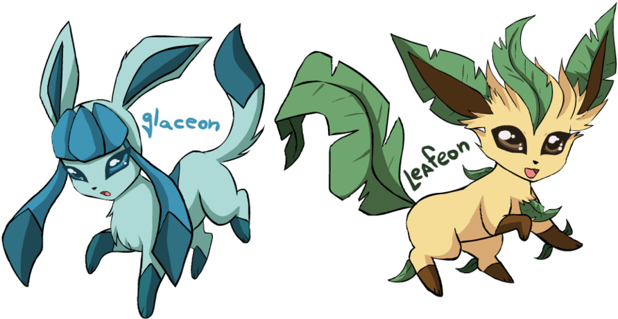 Eevee Evolutions Clan Images Glaceon And Leafeon Wallpaper - Eevee Evolutions Leafeon And Glaceon (900x467), Png Download