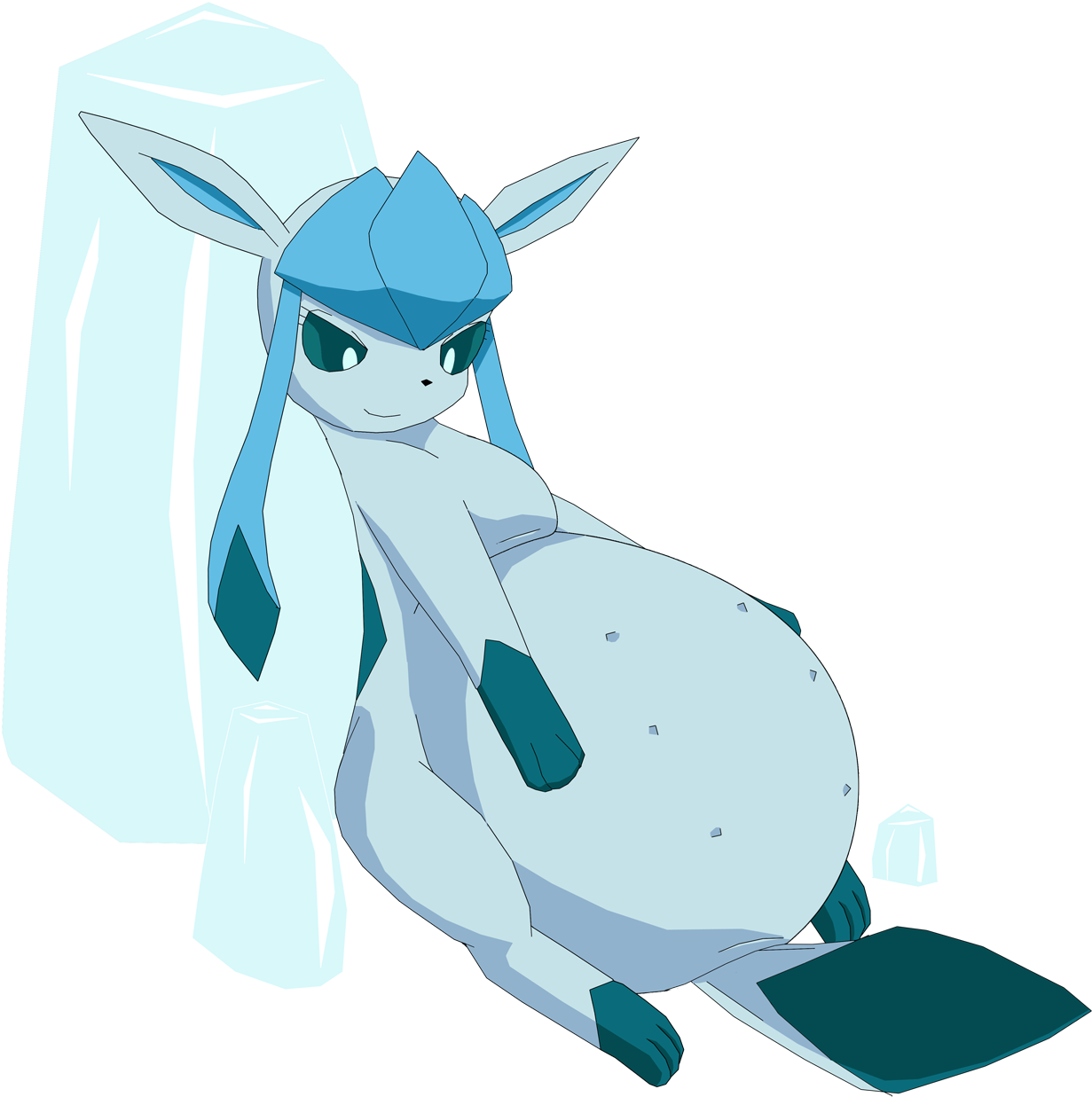Lost Art Of The Pokemon Glaceon Pregnant - Pregnant Glaceon Glaceon (1280x1267), Png Download