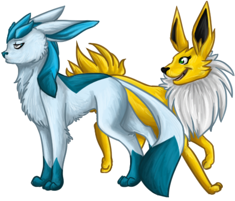 Cute Old Stock Image - Male Glaceon And Female Jolteon (500x443), Png Download