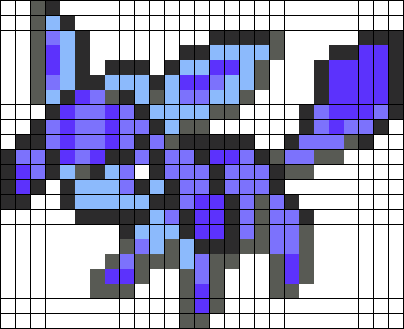 Glaceon Sprite Perler Bead Pattern / Bead Sprite - Glaceon 8 Bit (568x463), Png Download