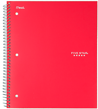 Five Star Trend Wirebound 1 Subject Notebook, 100 College - Blue Five Star 3-subject Wirebound Notebook, 11" X (683x383), Png Download