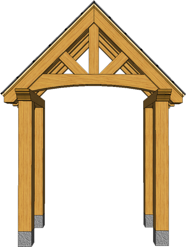 Porch B5 With Curved Truss (658x866), Png Download