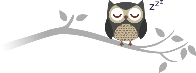 Owl Sleeping On A Branch - Sleeping Owl Clipart (654x245), Png Download