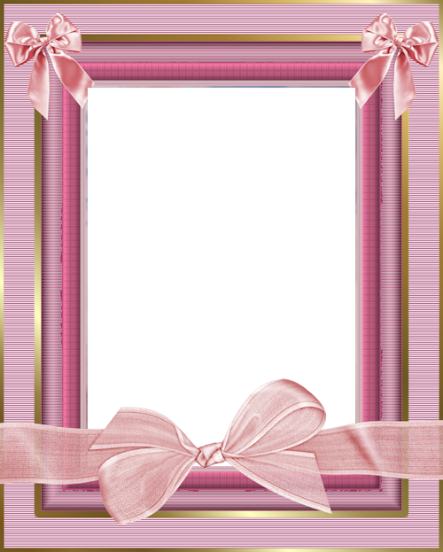 Pink Transparent Frame With Pink Bow - Transparent Photo Frames Pink (500x623), Png Download