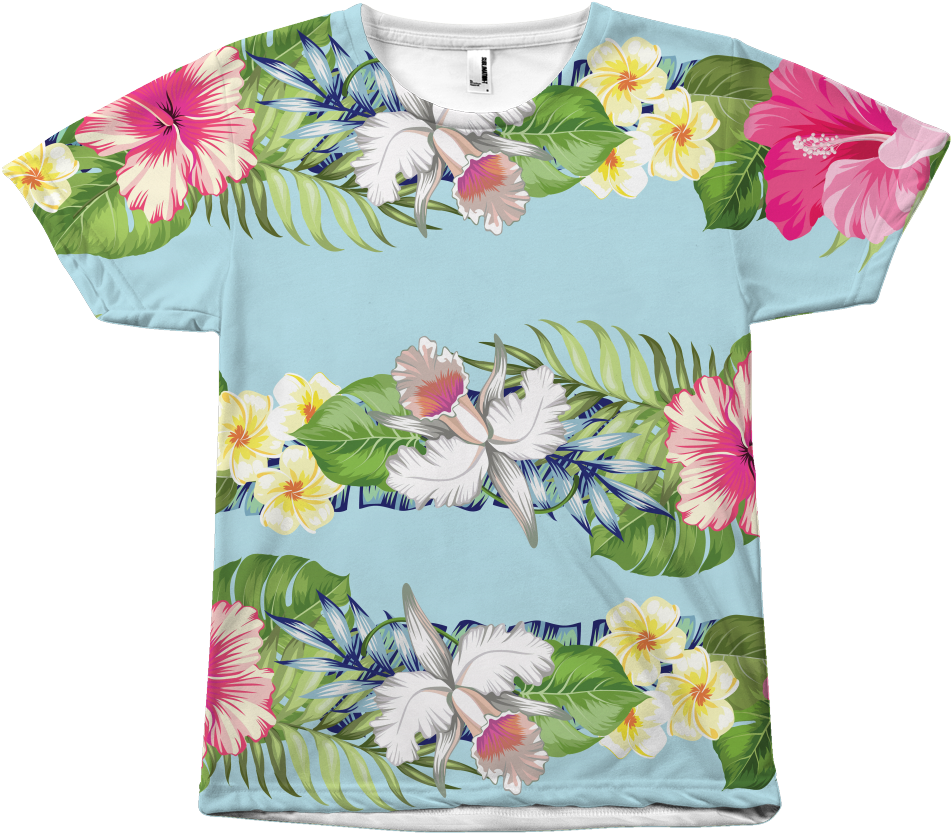 Hibiscus Lei Aloha Hawaiian T Shirt For Him & Her - T-shirt (1024x1024), Png Download