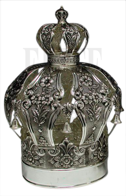 Silver Plated Torah Crown With Flowers (585x780), Png Download