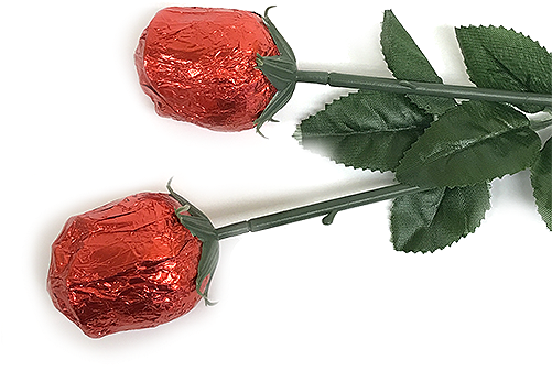 Red Foiled Belgian Chocolate Color Splash Roses For - Belgian Milk Chocolate Roses Png (500x500), Png Download