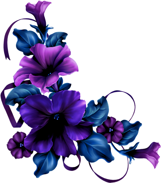 Coins,corners,bordures - Corner Flowers Blue Png (531x600), Png Download