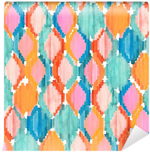 Watercolor Ikat Seamless Pattern - Watercolor Painting (400x400), Png Download
