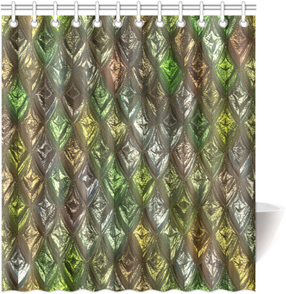 Rhombus, Diamond Patterned Green Shower Curtain - Leather (500x500), Png Download