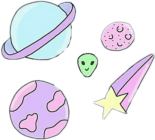Clip Black And White Misspersonality Cute Kawaii Alien - Cute Kawaii A Planet (544x490), Png Download
