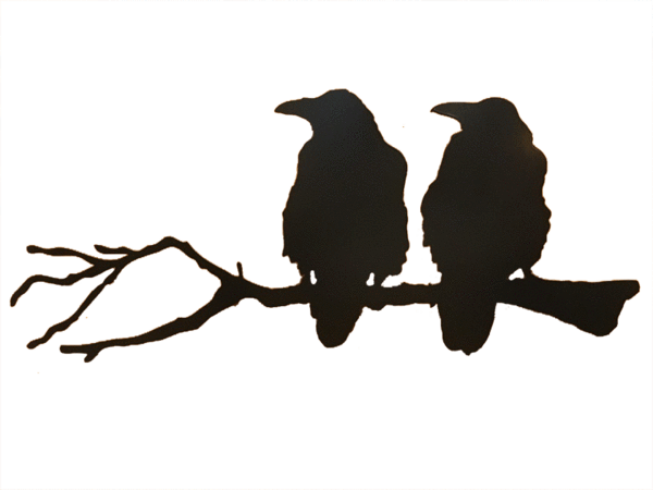 Raven On A Branch (600x450), Png Download