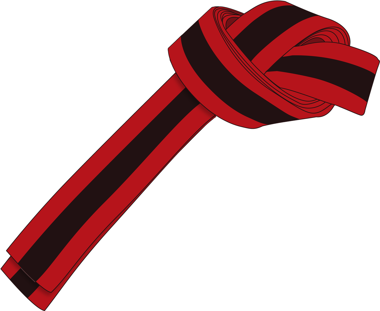 Ichf Red Black Belt 2nd Gup Large - Red Black Belt (1371x1166), Png Download