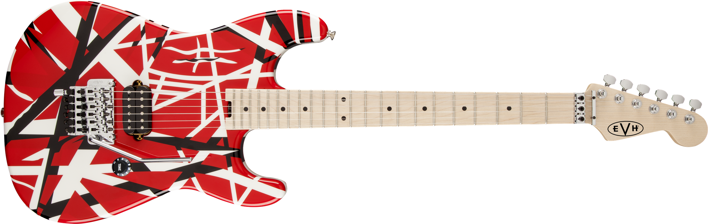 Evh® Striped Series Red With Black Stripes - Evh Striped Series Electric Guitar Red With Black Stripes (2400x768), Png Download