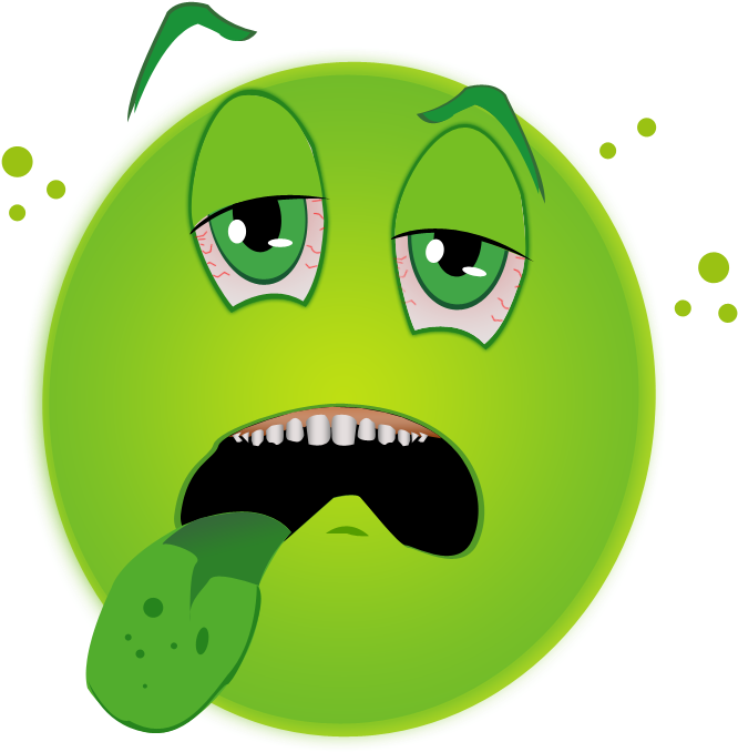 Smiley Clipart Sick - Green Sick Face Clipart (708x708), Png Download