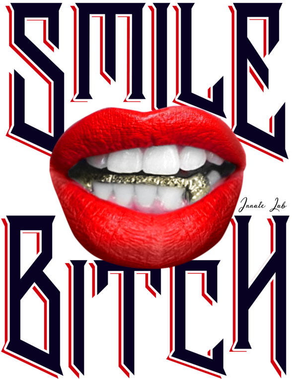 Smile Bitch Female Grillz Gold Lips Air Jordan 13 He (601x800), Png Download