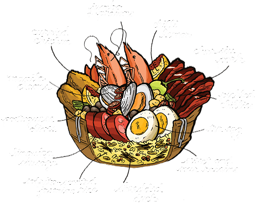 Png Black And White Download Brunch Clipart Supper - Fat Rice (544x480), Png Download