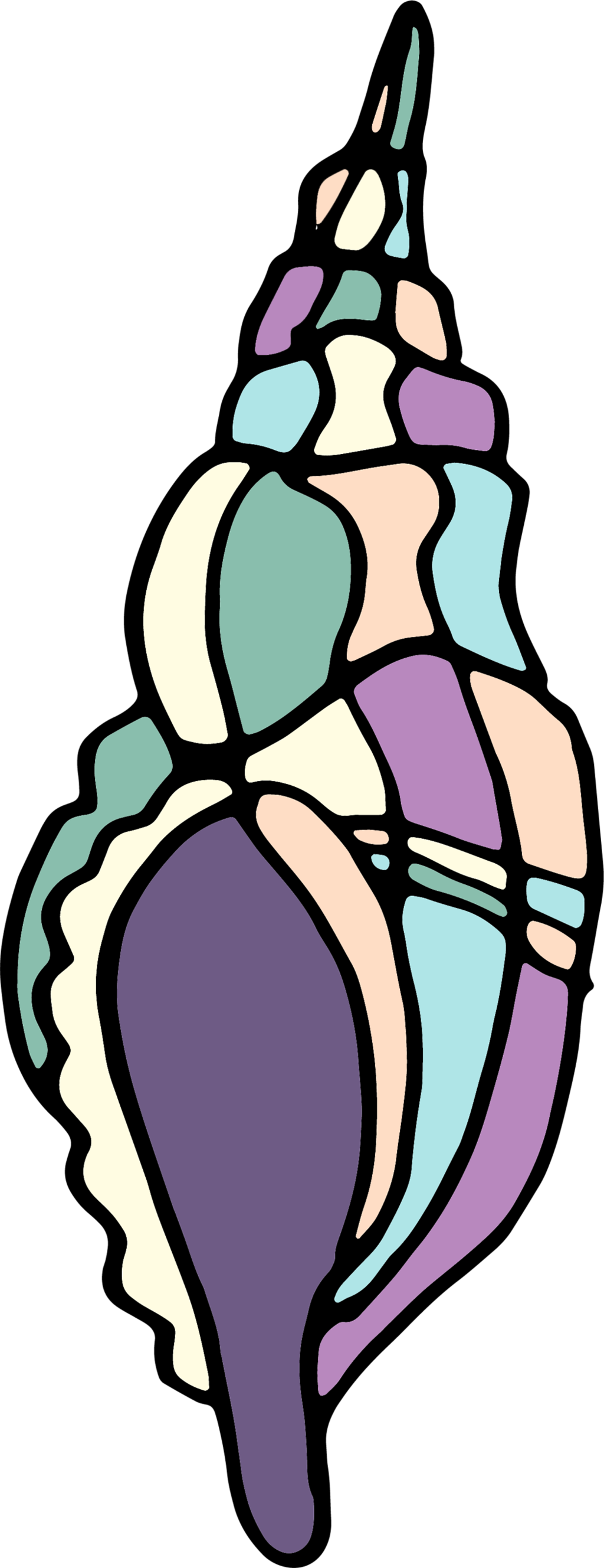 Color Stitching Watercolor Hand-painted Conch Transparent - Watercolor Painting (1024x2656), Png Download