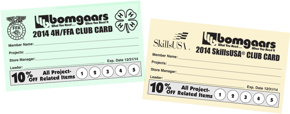 Bomgaars 4h/ffa And Skillsusa Club Cards Banner - Bomgaars (932x377), Png Download