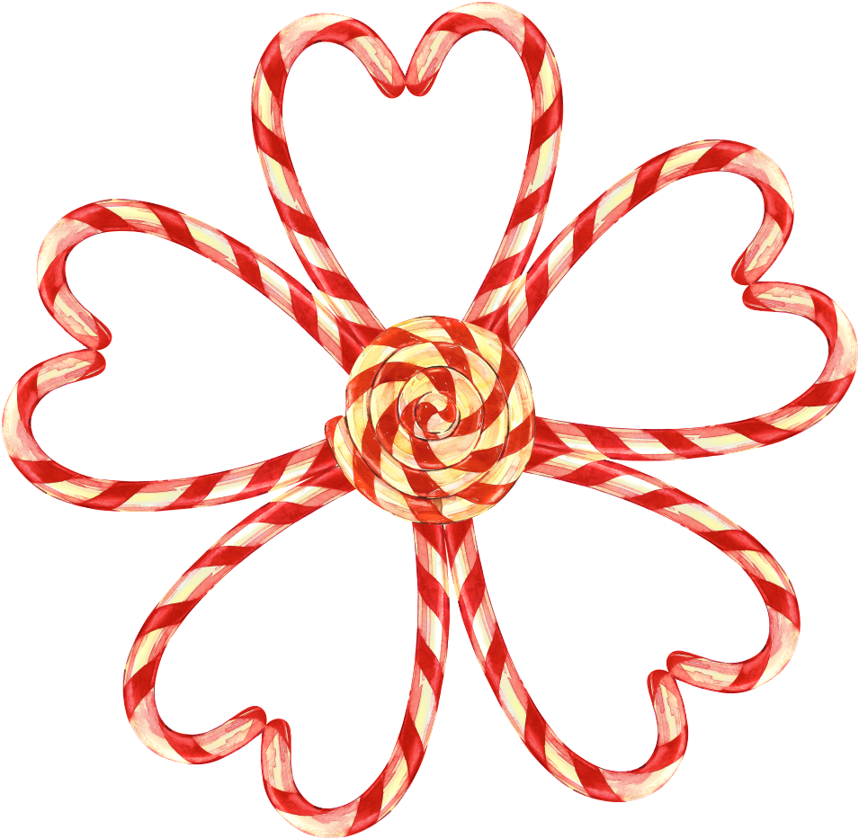 Cane Candy Stitching Flower Shape Decoration Png Transparent - Candy (1024x1024), Png Download