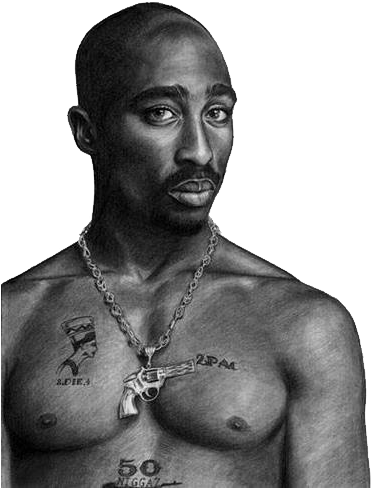 Charcoal Drawing Of Tupac (635x640), Png Download