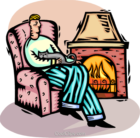 Man Sitting By The Fire Royalty Free Vector Clip Art - Clip Art (480x472), Png Download