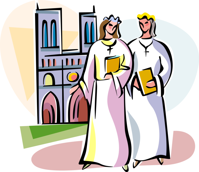 Vector Illustration Of Roman Catholic Girls In France (806x700), Png Download
