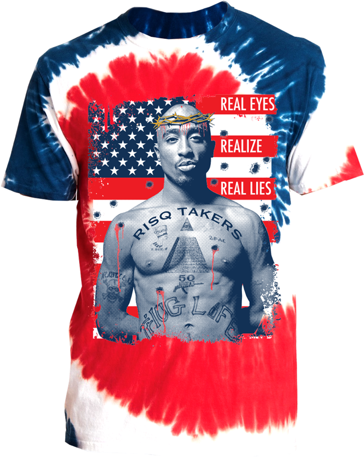 "tupac" Real Eyes Realize Real - Port & Company-essential Tie-dye Tee-pc147 (960x1040), Png Download