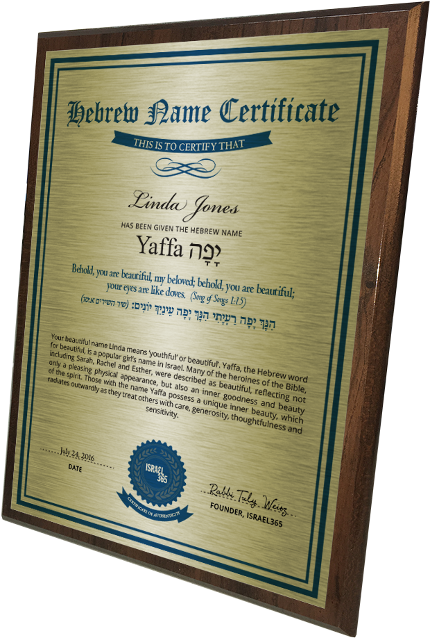 Hebrew Name Plaques - Gold (1000x1000), Png Download