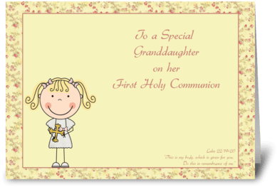 Congrats, Holy Communion, Granddaughter Greeting Card - Granddaughter Greeting Card (424x349), Png Download