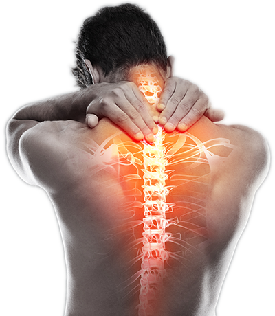 Man's Back From Behind Holding His Neck With Spine - Thoracic Pain Transparent Background (400x460), Png Download