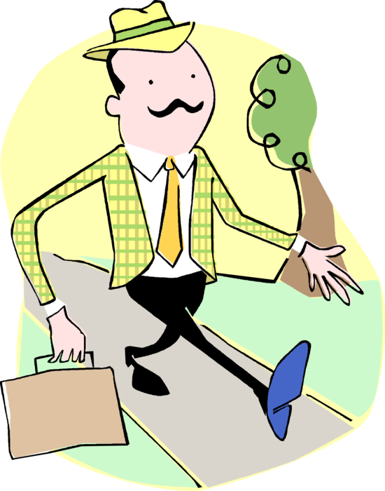 Vector Illustration Of Businessmen Salesman Walks On - Cartoon (550x700), Png Download