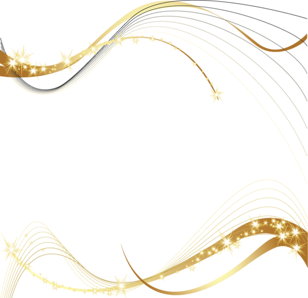 Gold Border Decor Frame Stars Birthday Christmas Party - Gold Silk Png (600x579), Png Download