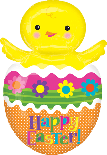 Easter Chick In Egg (344x500), Png Download