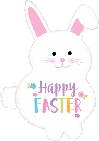 32" Happy Easter Bunny Balloon - Happy Easter Bunny Png (337x480), Png Download