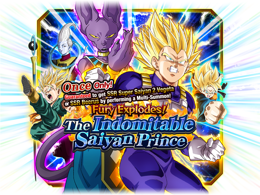 "fury Explodes The Indomitable Saiyan Prince" Summon - Dokkan Battle Gasha (852x650), Png Download