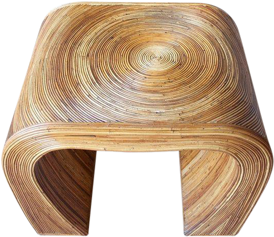 Vintage Gabriella Crespi Inspired Rattan Table On Chairish - Plywood (567x529), Png Download