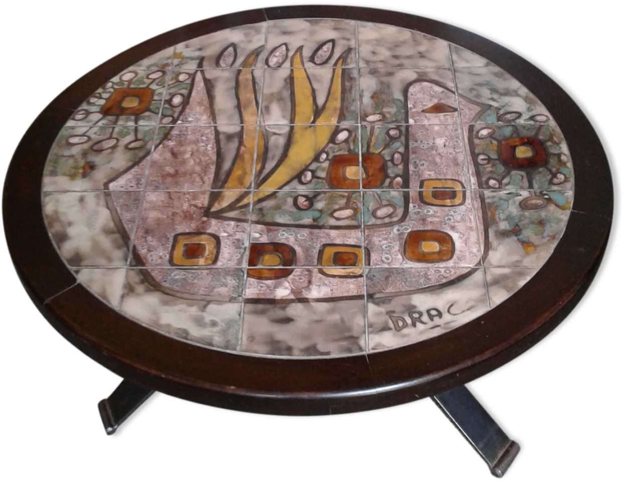 Table Basse Vallauris A Décor D 'oiseau Signée Drac - Vallauris (1457x1457), Png Download
