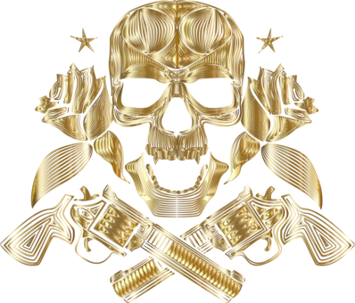 Skull 01504 Gold Text Messaging - Clip Art (398x340), Png Download