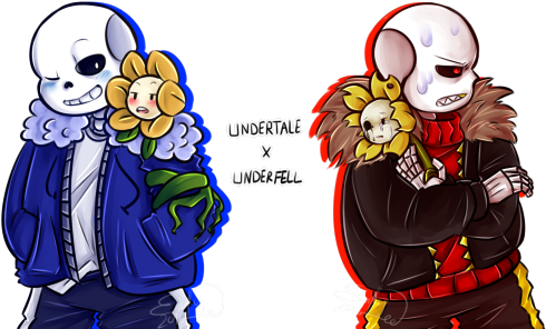 I Found An Old, Unfinished Underfell Fanfic Of Mine - Underfell Sans And Flowey (500x320), Png Download
