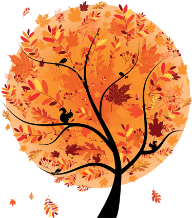 Autumn Tree Design Wall Sticker 604 - Abstract Falling Leaves (374x426), Png Download