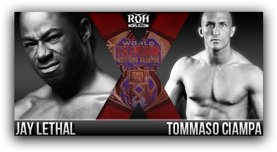 Jay Lethal Vs Tommaso Ciampa With The Television Title - Ring Of Honor (596x344), Png Download