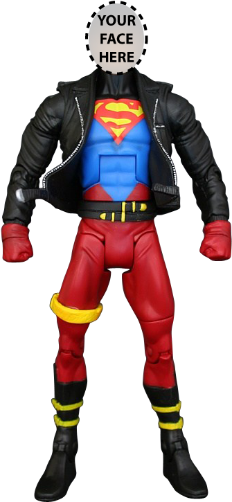 Superboy 6" All-vinyl Figure With Your Face - Dc Universe Superboy (348x734), Png Download