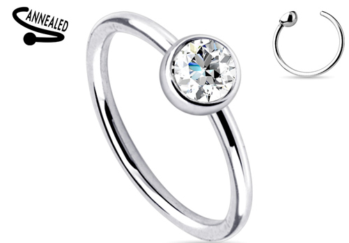 Nocr06z - Piercing Ring Met Plat Kristal - 10 Mm - Licht Paars (1050x350), Png Download