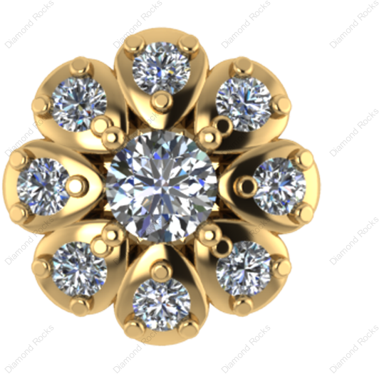 21cts Brilliant Diamond Nose Pin Threaded In 18 K Gold - 3.30 Ct Solitaire Diamond Engagement Ring 14k Real (600x600), Png Download