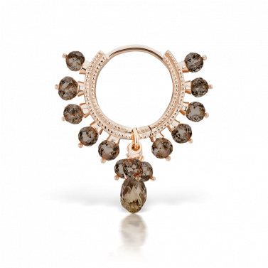 5/16" Champagne Diamond Coronet Ring With Briolette - Earring (376x490), Png Download