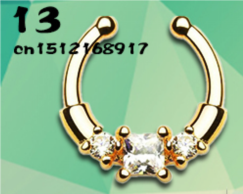 Taffstyle Septum Fake Nasenpiercing Schmuck 3 Kristalle (800x800), Png Download